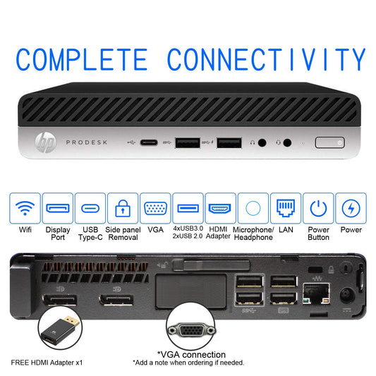 HP Mini Desktop Computer PC i5 9TH, Up to 32GB RAM 1TB SSD, Windows 11,WiFi BT