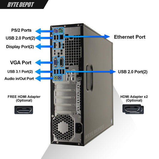 HP Desktop Computer PC i7, up to 32GB RAM, 1TB SSD, Windows 11/10, WiFi