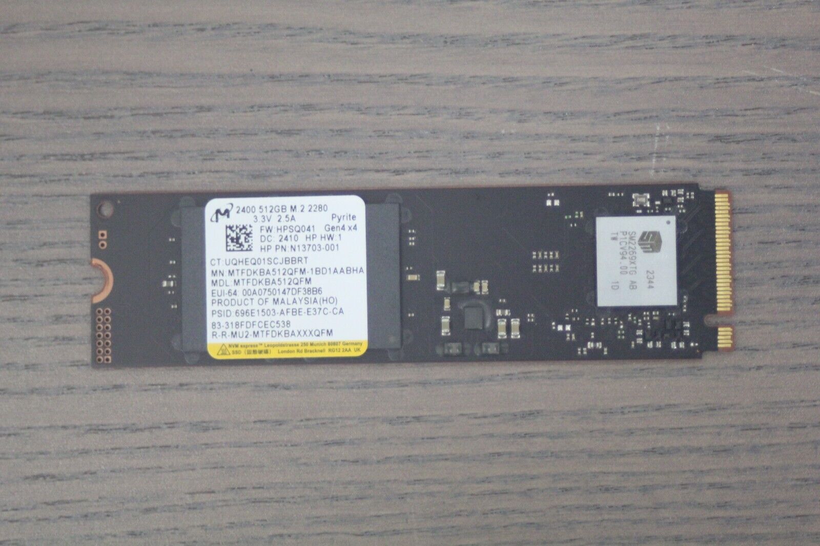 Micron 2400 512GB M.2 2280 PCIe NVMe Gen 4x4 SSD MTFDKBA512QFM