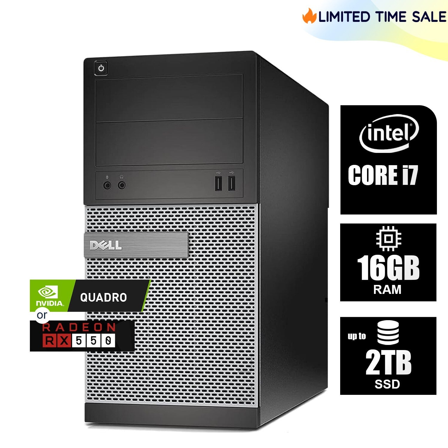 DELL Desktop Computer PC i7, 16GB RAM, Up to 2TB SSD NVIDIA Windows 10/11, WiFi