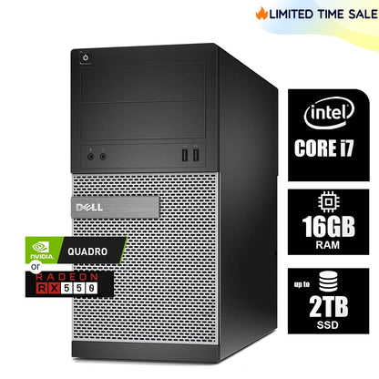 DELL Desktop Computer PC i7, 16GB RAM, Up to 2TB SSD NVIDIA Windows 10/11, WiFi