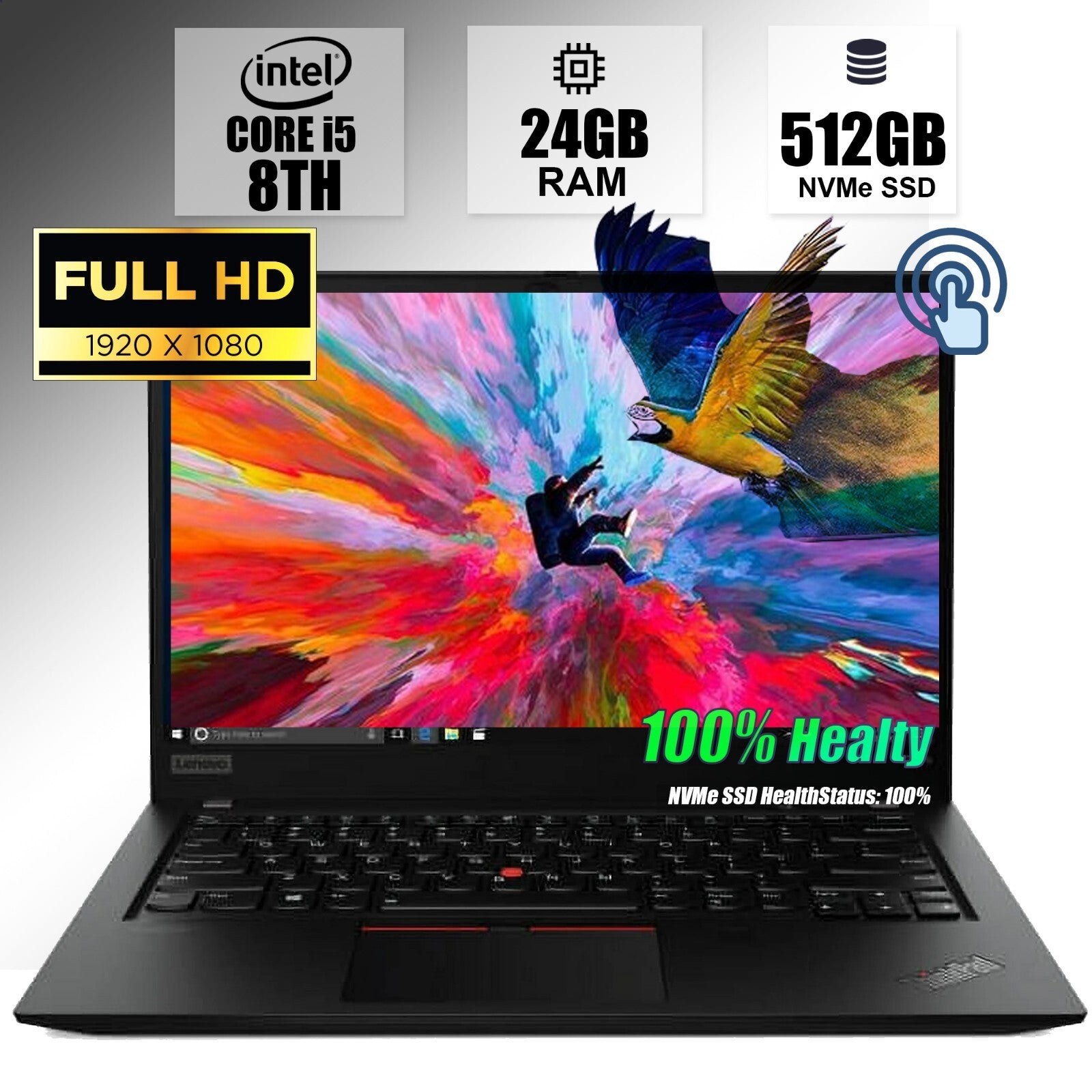 Lenovo ThinkPad 14 FHD i5 8TH, 24GB RAM, 512GB M.2 NVMe SSD, Win11 + RGB Mech KB
