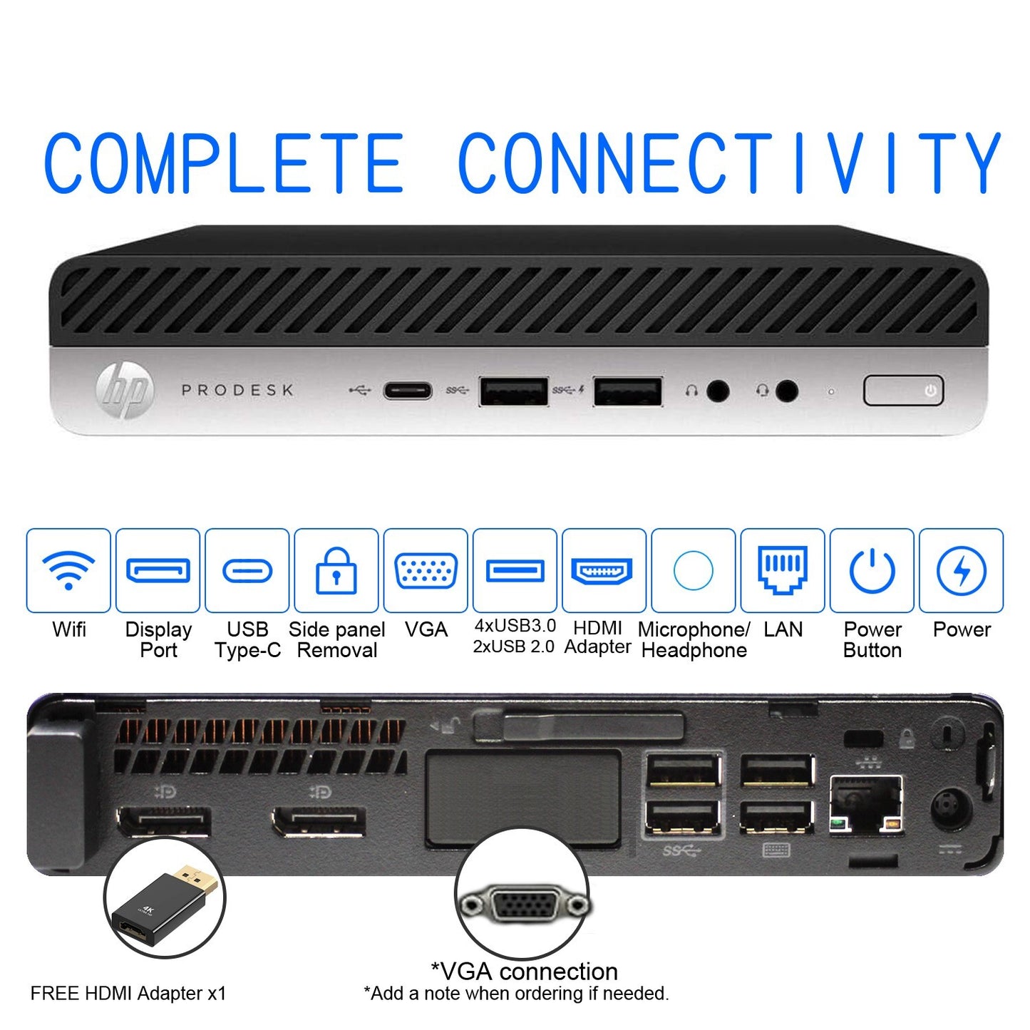 HP Mini Desktop Computer PC, Up to i5 9TH 32GB RAM 1TB SSD,Windows 11,WiFi BT