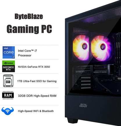 Gamer Xtreme Gaming PC X1, Intel Core i7, 32GB DDR RAM, 1TB NVMe M.2 SSD, GeForce RTX 3050 6GB GDDR6