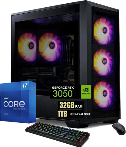 Gamer Xtreme Gaming PC X1, Intel Core i7, 32GB DDR RAM, 1TB NVMe M.2 SSD, GeForce RTX 3050 6GB GDDR6