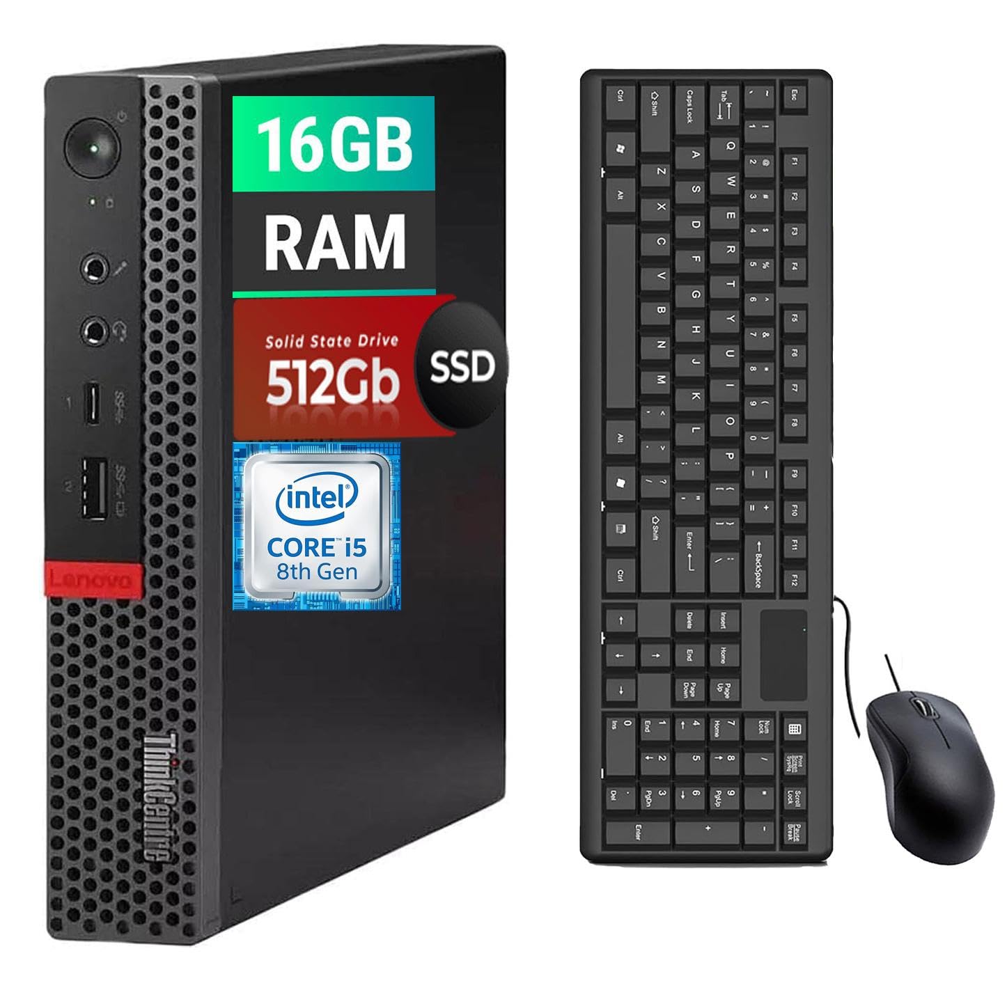 Lenovo ThinkCentre M920Q Tiny Desktop Computer, Intel Core i5-8500T 16GB DDR4, 512GB SSD, Windows 10 Pro (