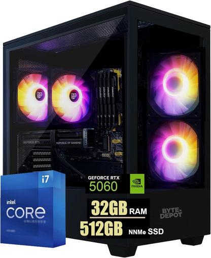 Gamer Xtreme Gaming Desktop PC, Intel Core i7, 32GB RAM, 512GB NVMe SSD, NVIDIA GeForce RTX 5060 8GB GDDR7, WiFi 6, Windows 11 Pro