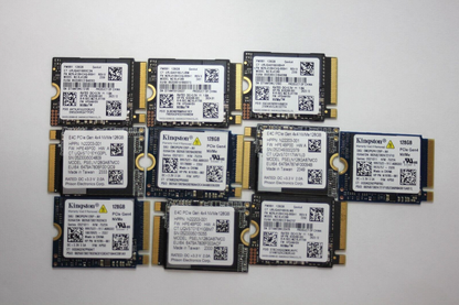 LOT of 10pcs 128GB M.2 PCIE NVME 2230 SSD 100% Health WD, SAMSUNG, KINGSTON
