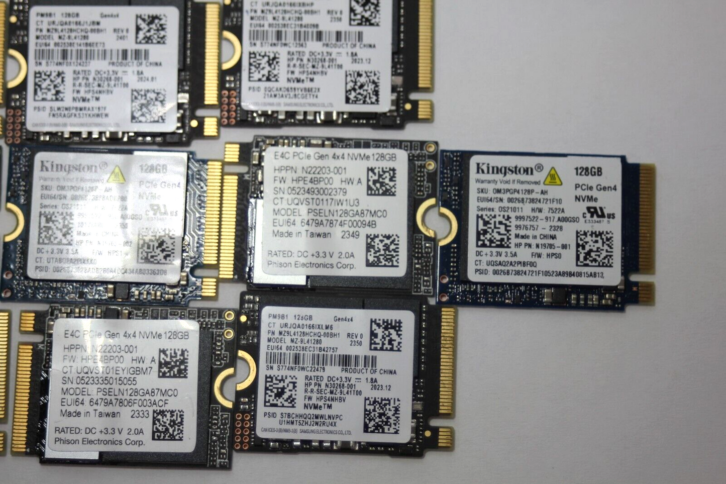 LOT of 10pcs 128GB M.2 PCIE NVME 2230 SSD 100% Health WD, SAMSUNG, KINGSTON