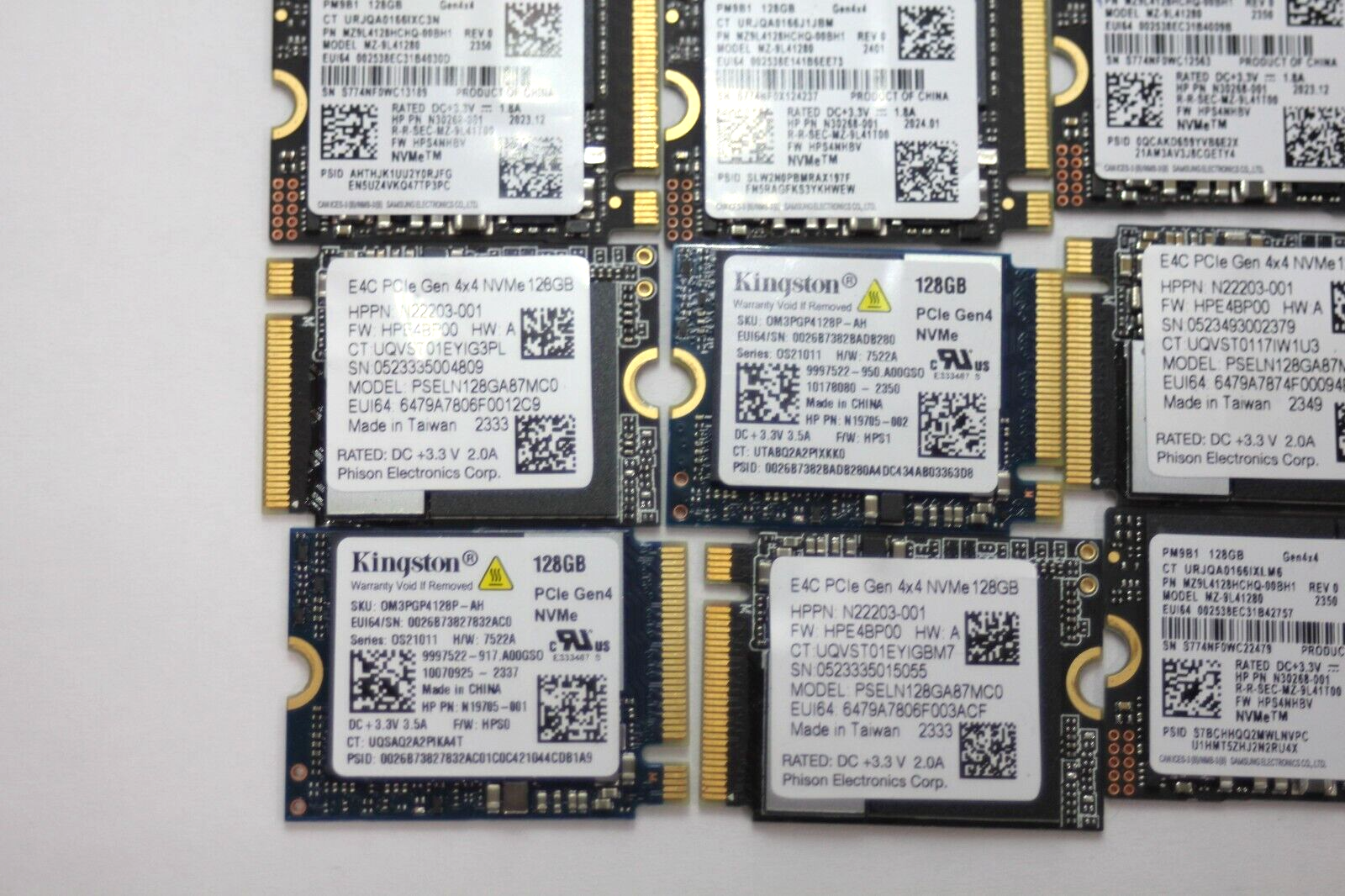 LOT of 10pcs 128GB M.2 PCIE NVME 2230 SSD 100% Health WD, SAMSUNG, KINGSTON