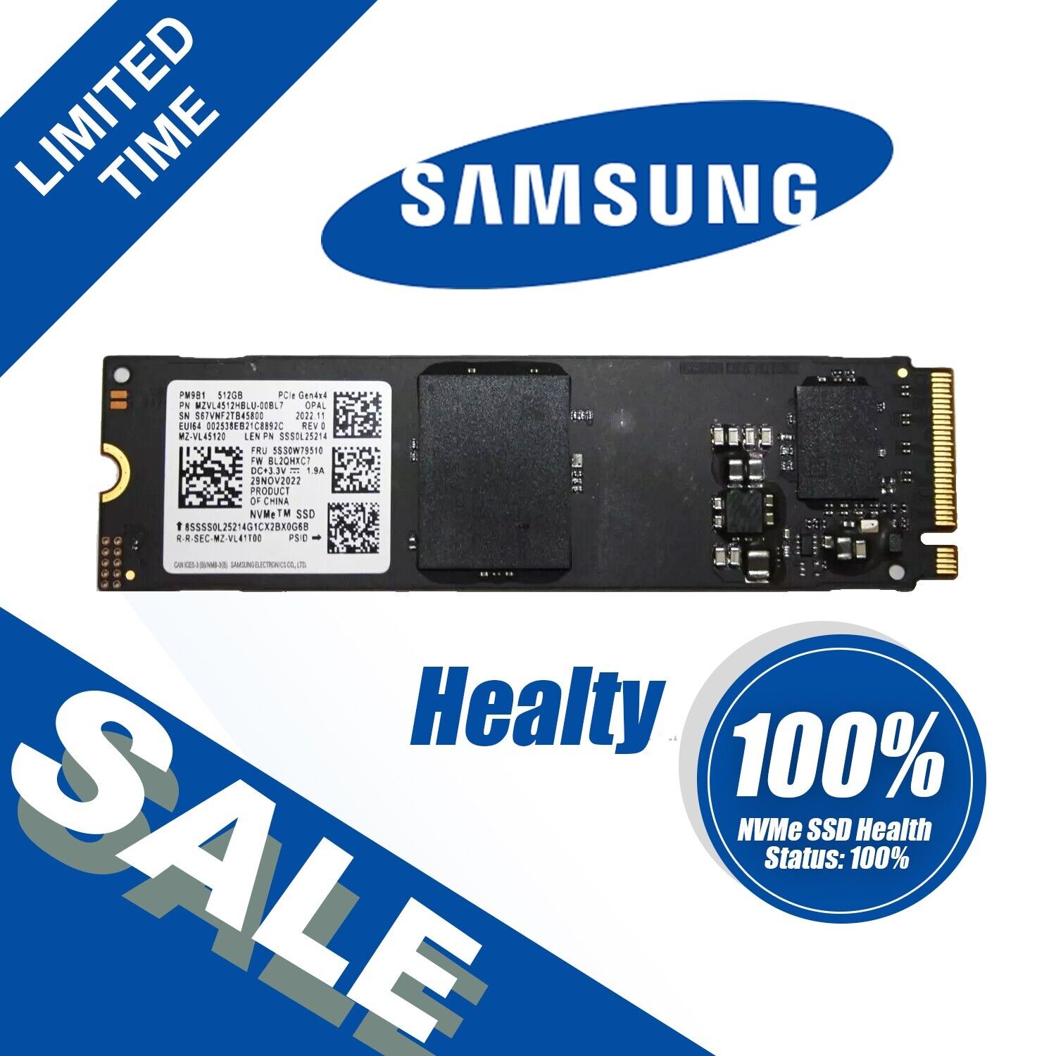Samsung PM9B1 512GB 2280 M.2 SSD NVMe PCIe 4.0 Gen4 x4 MZ-VL45120