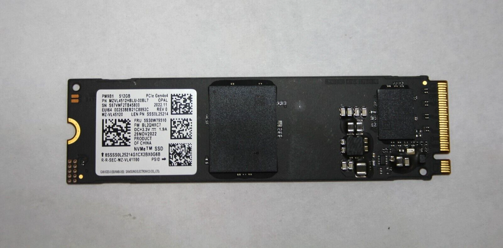 Samsung PM9B1 512GB 2280 M.2 SSD NVMe PCIe 4.0 Gen4 x4 MZ-VL45120
