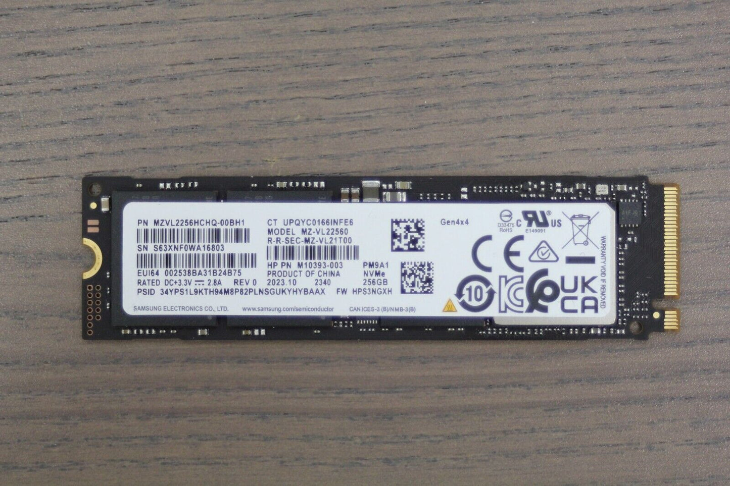 SAMSUNG 256GB PM9A1 M.2 2280 SSD NVMe PCIe Gen4 x4 MZ-VL22560 - MZVL2256HCHQ