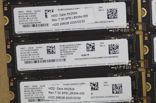Lot of 10 Samsung PM9C1 256GB M.2 2280 NVMe SSD PCIe MZ-VL82560 MZVL8256HEJD