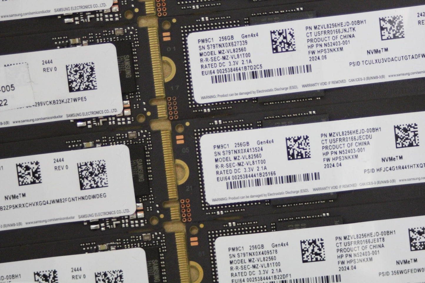 Lot of 10 Samsung PM9C1 256GB M.2 2280 NVMe SSD PCIe MZ-VL82560 MZVL8256HEJD