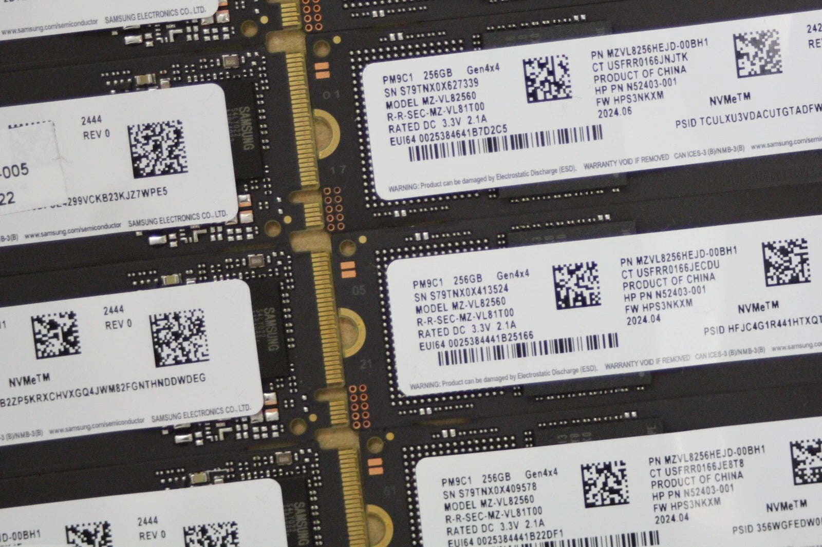 Lot of 10 Samsung PM9C1 256GB M.2 2280 NVMe SSD PCIe MZ-VL82560 MZVL8256HEJD