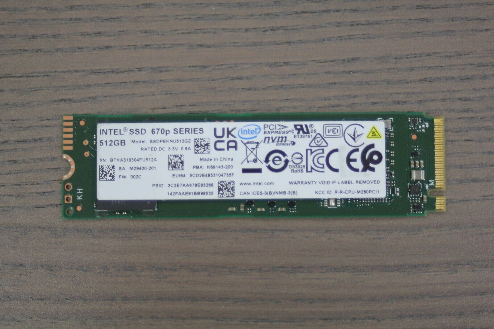 Intel 670p Series 512GB 2280 M.2 SSD NVMe PCIe 4.0 Gen4 x4 (SSDPEKNU512GZ)