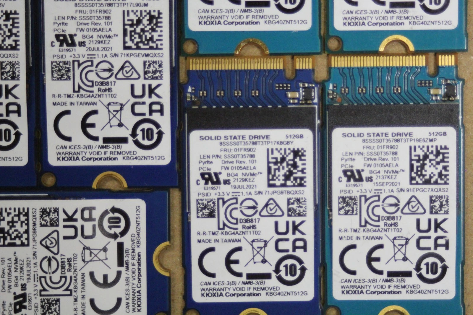 Lot of 10 KIOXIA BG5/BG4 512GB M.2 2242 NVMe PCIe SSD KBG40ZNT512G KBG50ZNT512G