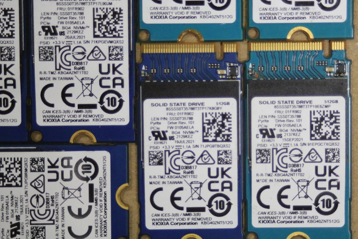 Lot of 10 KIOXIA BG5/BG4 512GB M.2 2242 NVMe PCIe SSD KBG40ZNT512G KBG50ZNT512G