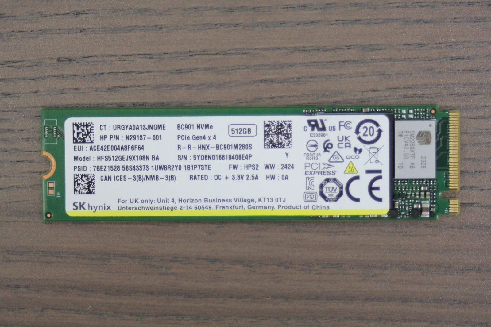 SK Hynix 512GB BC901 M.2 NVMe 2280mm Gen4x4 SSD - HFS512GEJ9X108N