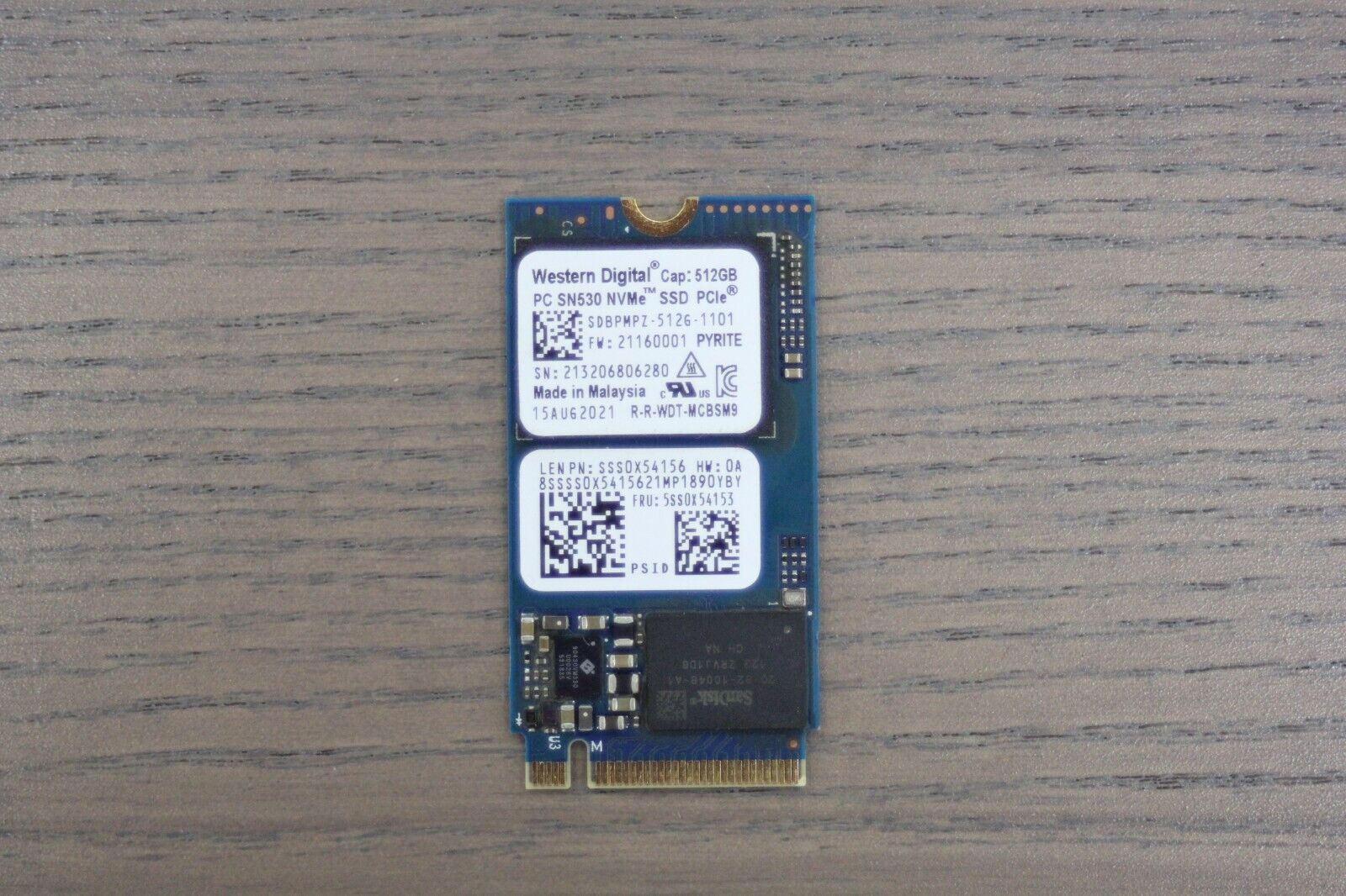 WD SN530 - 512GB SSD NVMe PCIe M.2 2242 SDBPMPZ-512G-1101 - SSS0X54156