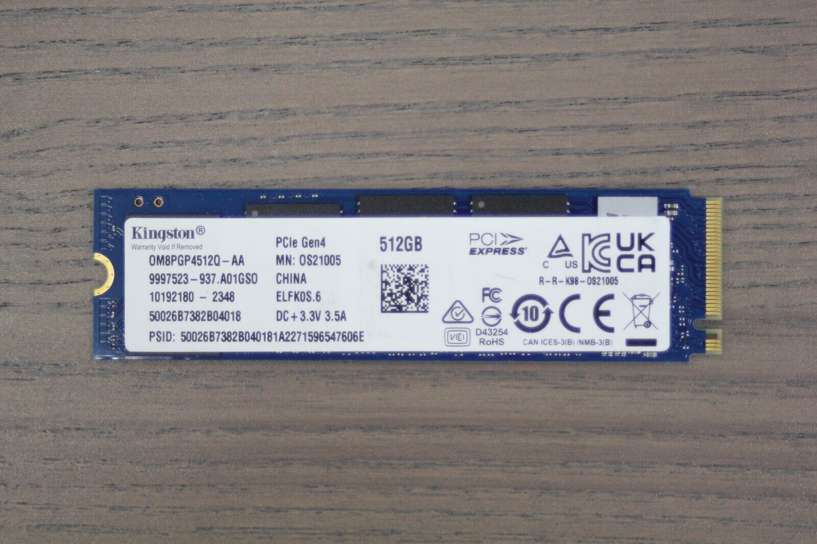 Kingston 500GB 512GB NVMe PCIe Gen3 SSD - M.2 2280 - 0M8PGP4512Q-AA /SNV2S-500G