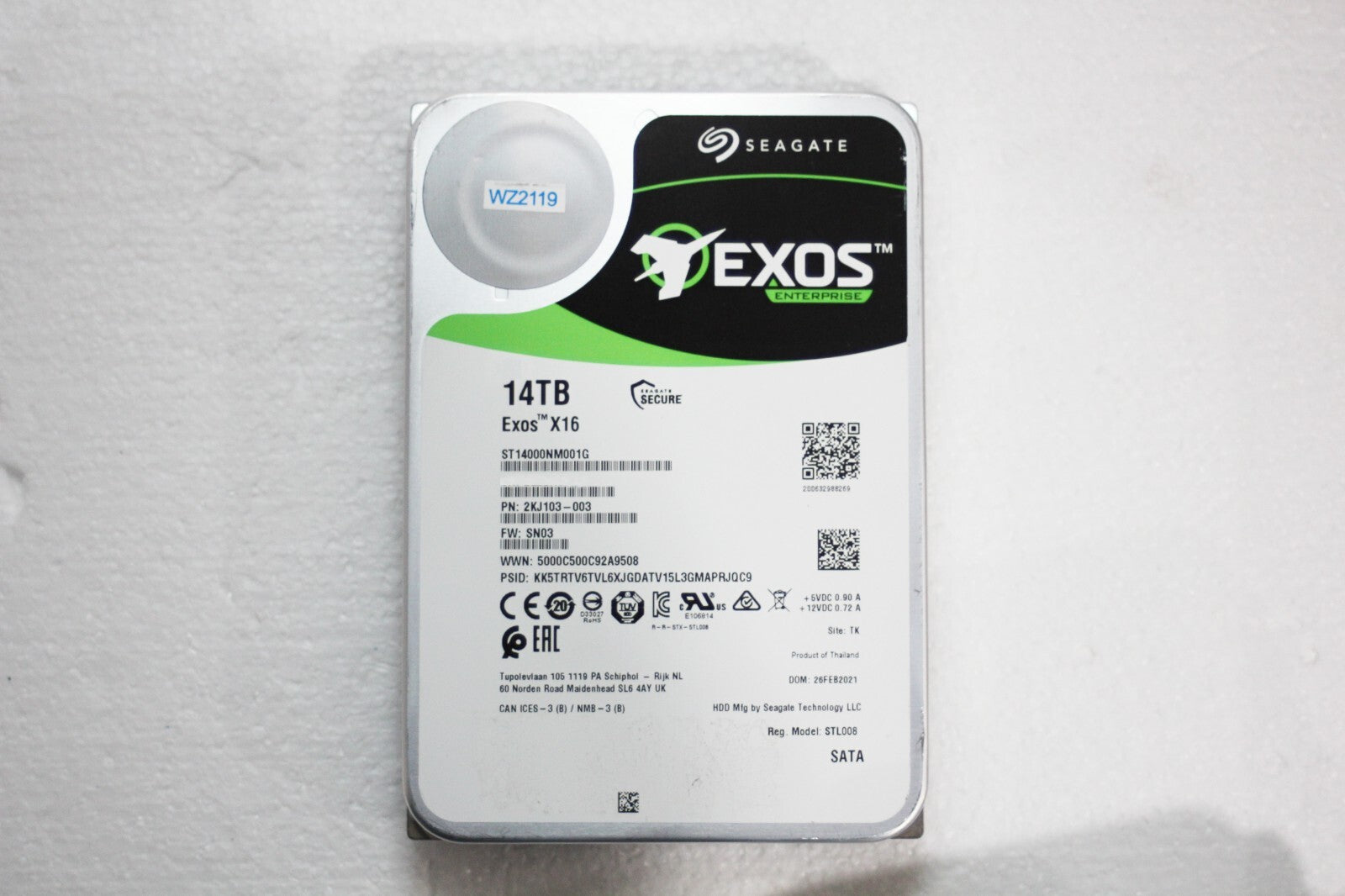 SEAGATE EXOS X16 2KJ103-003 14TB 3.5 SATA ST14000NM001G Enterprise HDD